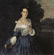 Konstantin Somov Lady in Blue Spain oil painting artist